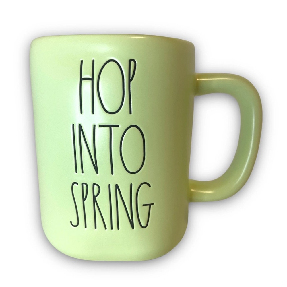 Rae Dunn HOP INTO SPRING Artisan Collection Mug Satin Pastel Green Easter